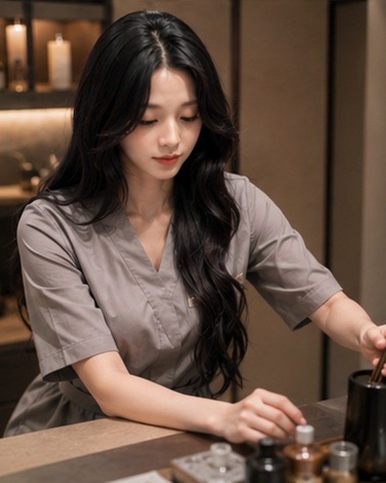 관리 시작 전 오일과 도구를 준비하는 모습