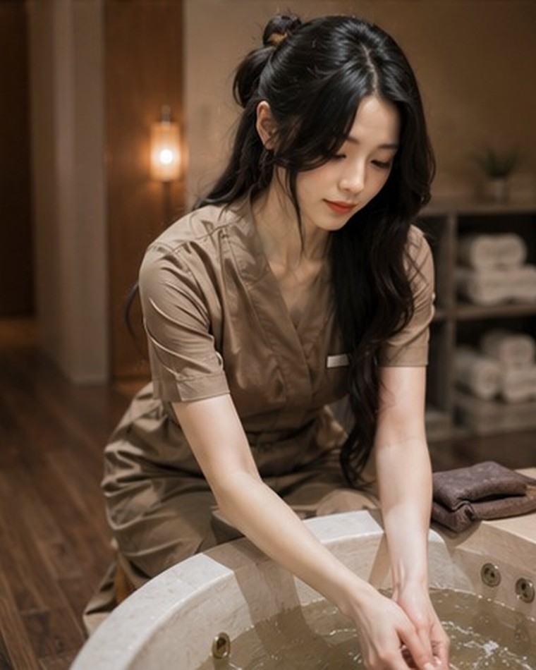 관리 시작 전 손을 씻고 준비하는 모습