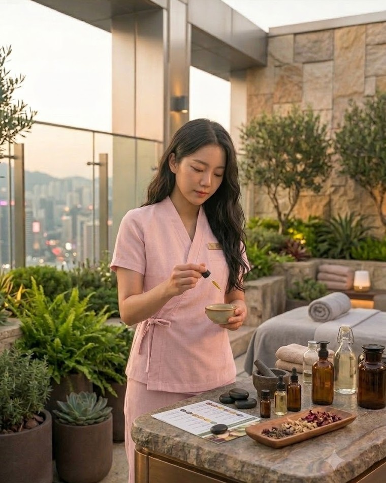평택 출장안마 관리 전 오일을 고르는 관리사